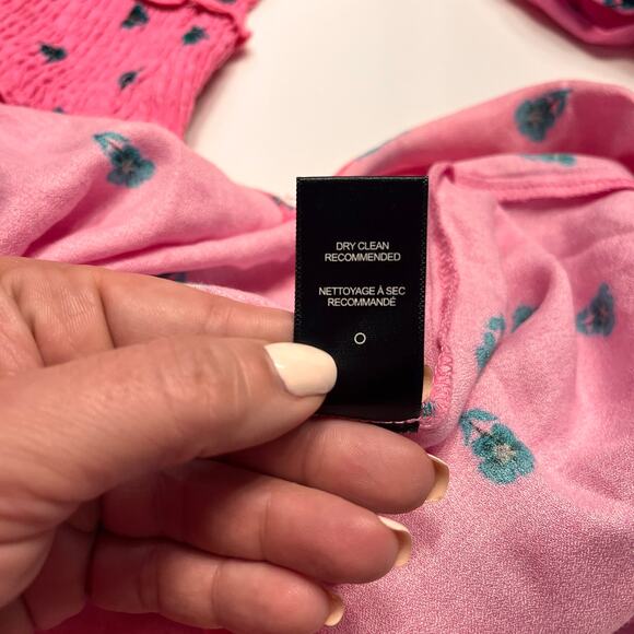 NEW AFRM Chic Pink With Polka Dots And Smocked Waist Midi Dress Size Small/P - Picture 9 of 11